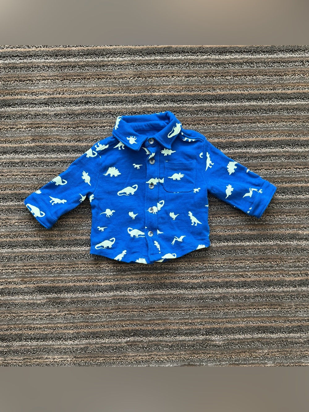 Hatley Baby Royal Blue Dinosaur Button-Down Shirt for Kids